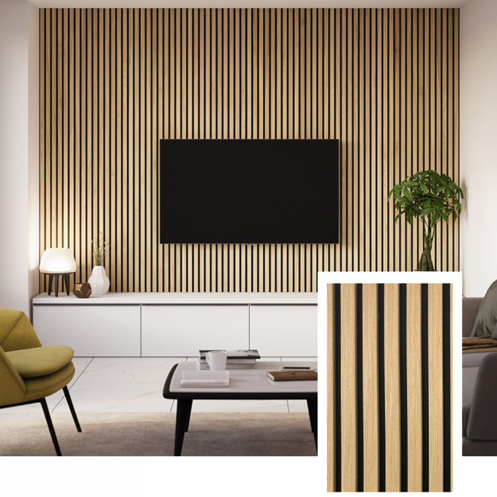 HEMVI™ Premium Akustisk Slat Panel — Naturlig Eg