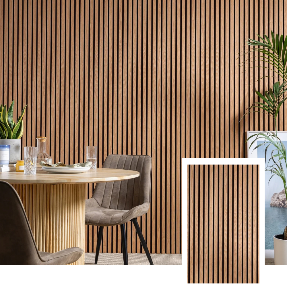 HEMVI™ Premium Akustisk Slat Panel — Naturlig Eg
